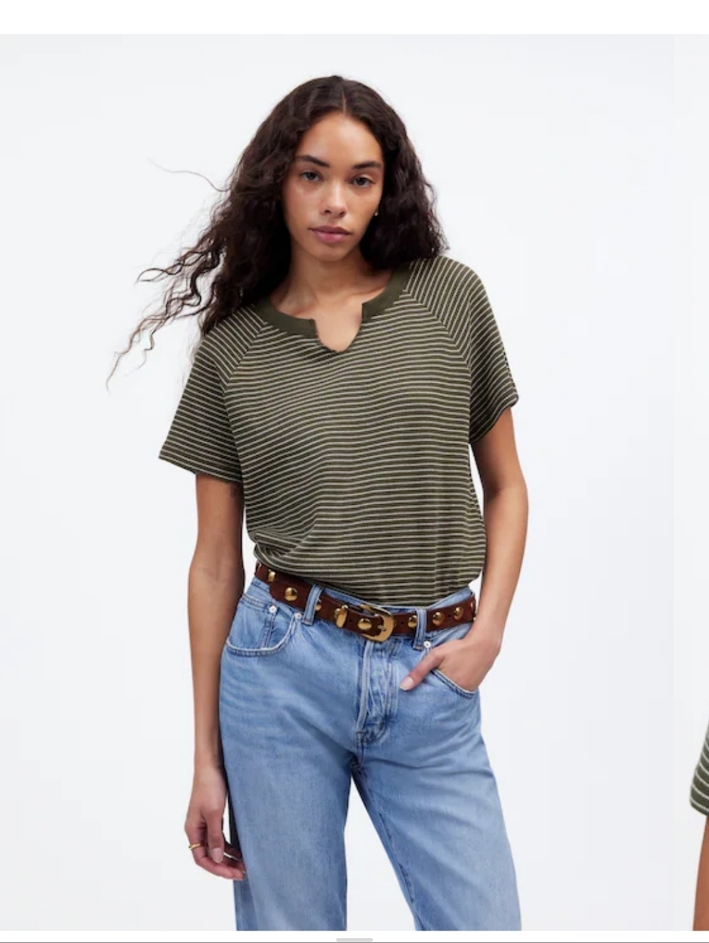 Madewell Splitneck Raglan-Sleeve Tee in Stripe